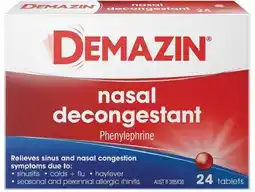 healthylife Demazin Nasal Decongestant 24 Tablets offer