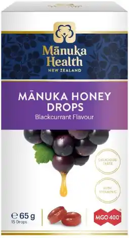 healthylife Manuka Health MGO 400+ Manuka Honey Drops Blackcurrant offer