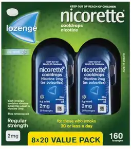 healthylife Nicorette Quit Smoking Cooldrops Icy Mint 2mg 160 Nicotine Lozenges offer