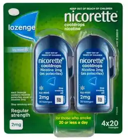 healthylife Nicorette Quit Smoking Cooldrops Icy Mint 2mg 80 Nicotine Lozenges offer