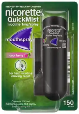 healthylife Nicorette Quit Smoking QuickMist Nicotine Mouth Spray Berry 150 Sprays offer