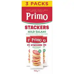 Woolworths Primo Stackers Mild Salami Cheddar Cheese & Crackers offer