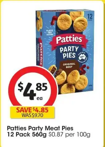 Coles Patties Party Meat Pies offer