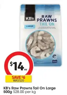 Coles KB's Raw Prawns Tail On Large offer