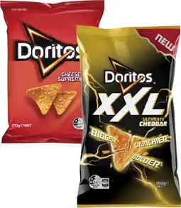 Coles Doritos or XXL Corn Chips 150g-170g offer