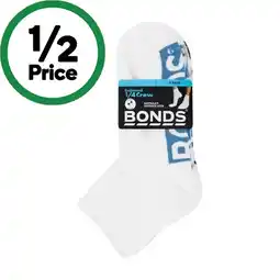 Woolworths Bonds Men’s Cushioned 1/4 Crew Socks Assorted offer