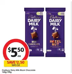 Coles Cadbury Dairy Milk Block Chocolate offer