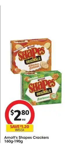 Coles Arnott's Shapes Crackers-190g offer