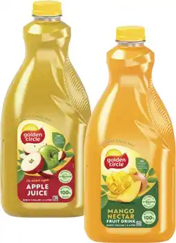 Coles Golden Circle Mango Nectar or Apple Juice 2 Litre offer