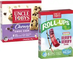 Coles Uncle Tobys Muesli Bars 145g-185g or Roll Ups 94g offer