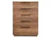 Nelson Wormy Chestnut Timber 5 Drawer Tallboy