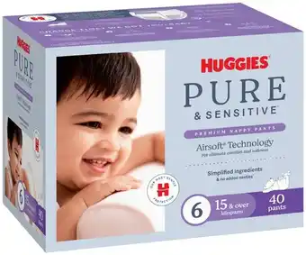Coles Huggies Pure & Sensitive Nappy Pants-54 Pack offer