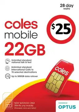 Coles Coles Mobile $25 Prepaid SIM offer