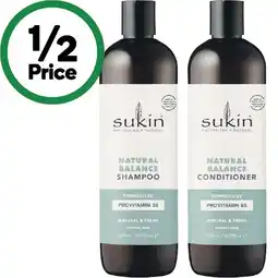 Woolworths Sukin Shampoo or Conditioner 500ml offer