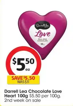 Coles Darrell Lea Chocolate Love Heart offer