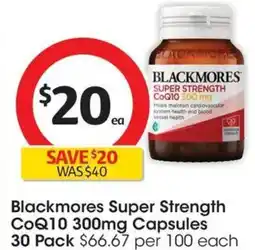 Coles Blackmores Super Strength CoQ10 300mg Capsules offer