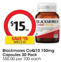 Coles Blackmores CoQ10 150mg Capsules offer