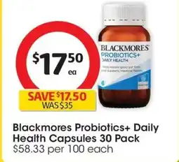 Coles Blackmores Probiotics+ Daily Health Capsules offer