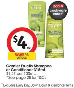 Coles Garnier Fructis Shampoo or Conditioner offer