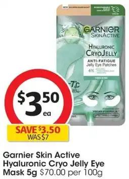 Coles Garnier Skin Active Hyaluronic Cryo Jelly Eye Mask offer