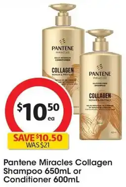 Coles Pantene Miracles Collagen Shampoo or Conditioner offer