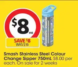 Coles Smash Stainless Steel Colour Change Sipper offer