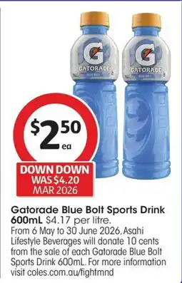 Coles Gatorade Blue Bolt Sports Drink offer