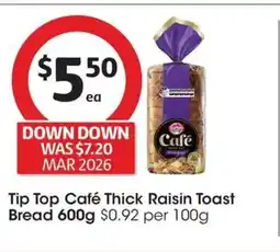 Coles Tip Top Café Thick Raisin Toast Bread offer
