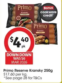 Coles Primo Reserve Kransky offer