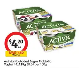 Coles Activia No Added Sugar Probiotic Yoghurt offer