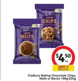 Coles Cadbury Baking Chocolate Chips, Melts or Blocks offer