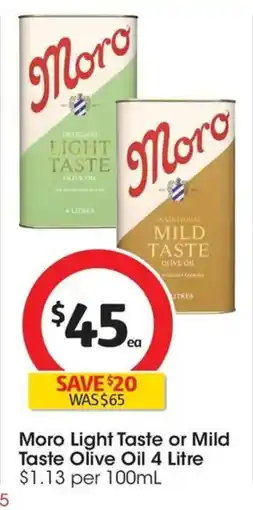 Coles Moro Light Taste or Mild Taste Olive Oil offer