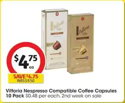 Coles Vittoria Nespresso Compatible Coffee Capsules offer