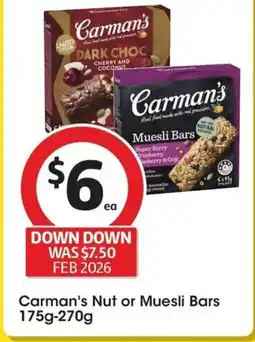 Coles Carman's Nut or Muesli Bars offer