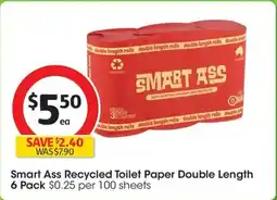 Coles Smart Ass Recycled Toilet Paper Double Length offer