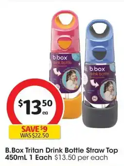 Coles B.Box Tritan Drink Bottle Straw Top 450mL 1 Each offer