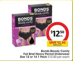 Coles Bonds Bloody Comfy Full Brief Heavy Period Underwear Size 12 or 14 offer