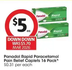 Coles Panadol Rapid Paracetamol Pain Relief Caplets offer