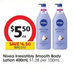 Coles Nivea Irresistibly Smooth Body Lotion offer