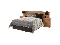 LivingStyles Hampton Tasmanian Oak Timber Extensible Bed Headboard with Bedsides, Queen / King offer