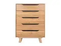 LivingStyles Noah Tasmanian Oak Timber 5 Drawer Tallboy offer