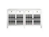 LivingStyles Antibes Pine Timber 4 Door 4 Drawer Sideboard, 160cm, Distressed White offer