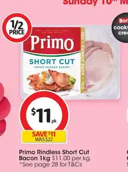 Coles Primo Rindless Short Cut Bacon offer