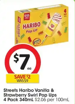 Coles Streets Haribo Vanilla & Strawberry Swirl Pop Ups 4 Pack offer
