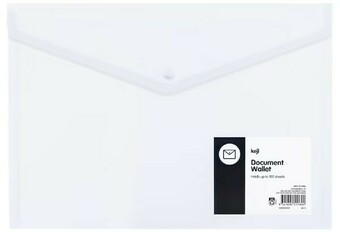 Officeworks Keji A4 Button Document Wallet - Clear offer