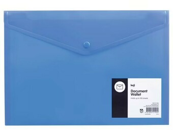 Officeworks Keji A4 Button Document Wallet - Blue offer