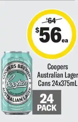Coles Coopers Australian Lager Cans offer