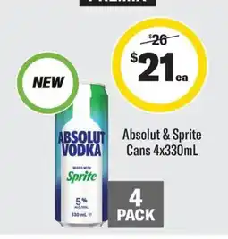 Coles ABSOLUT Absolut & Sprite VODKA Cans offer