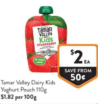 Foodworks Tamar Valley Dairy Kids Yoghurt Pouch offer