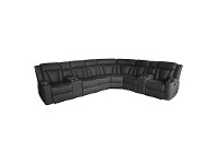 LivingStyles Markwell 6 Seater Rhino Fabric Corner Sofa with Recliners, Licorice offer